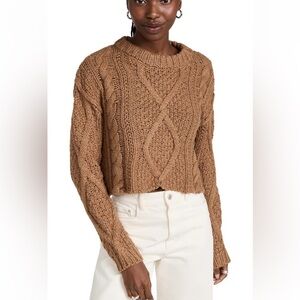 Free People Chunky Knit Sweater – Size Large – Camel Color